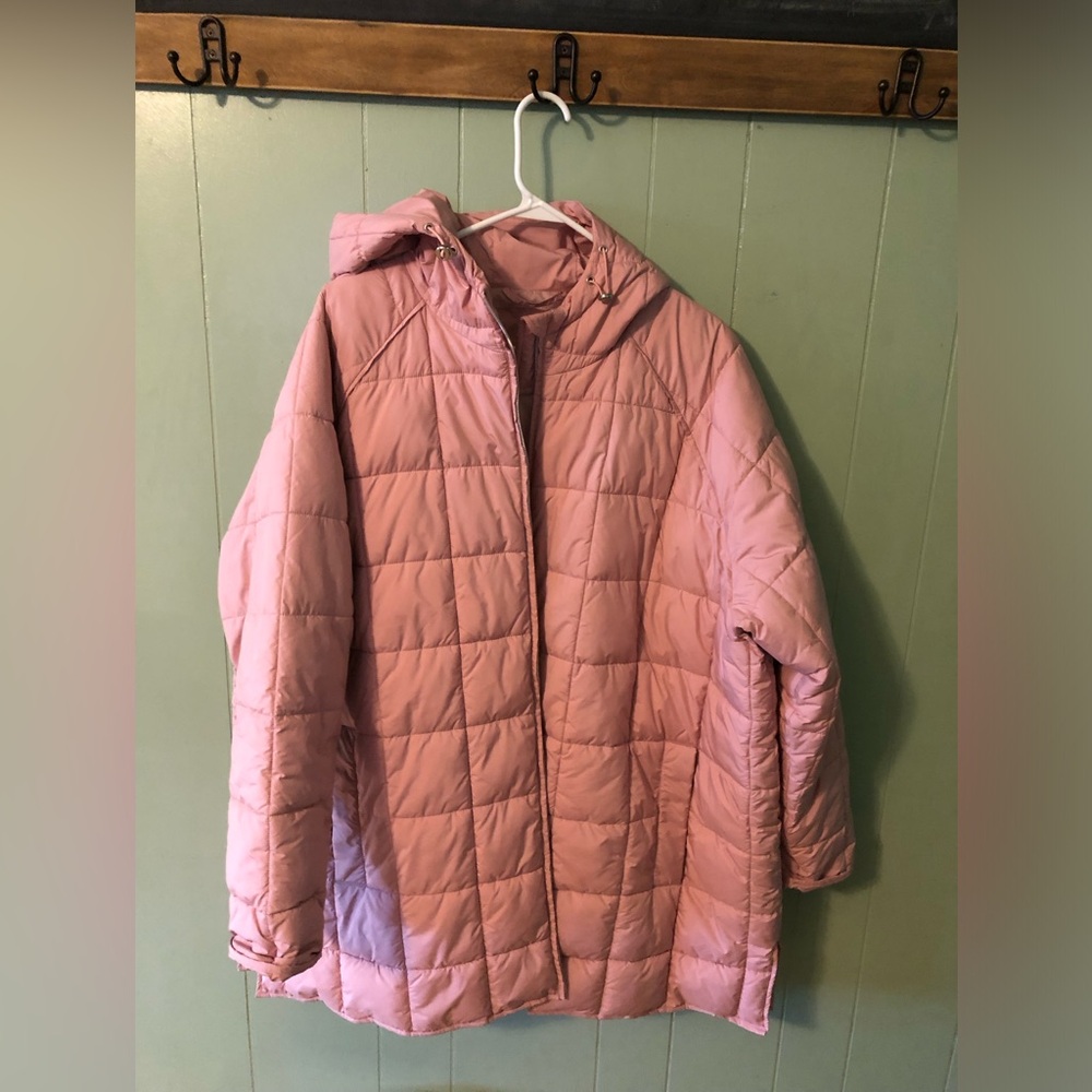 Ulla Popken Pink Quilted Hooded Jacket 24/26